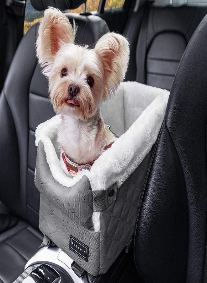بتس فيت مقعد سيارة للكلاب من PETSFIT مع خطافات حماية آمنة، مقعد سيارة للحيوانات الأليفة مع أحزمة أمان مُحسّنة، وسادة قابلة للغسل، مقاعد سيارة للكلاب الصغيرة حتى وزن 8 أرطال (رمادي) - Image 1